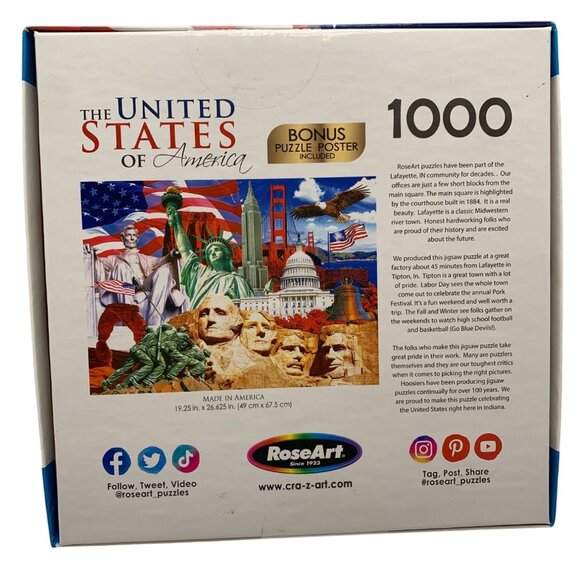 The United States Of America 1000-Piece Puzzle By RoseArt With Bonus Poster - Picture 2 of 2